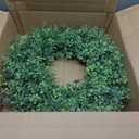 26'' Large Boxwood Wreath for Front Door, Porch, Window- Artificial Boxwood Leaves Greenery Outdoor Wreath for Home, Farmhouse Wall Decor- Spring, Summer, Fall, All Seasons (Green)