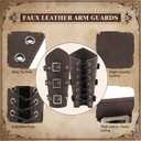 HyperFun Renaissance Hooded Cape Medieval Cloak with Leather Bracers Accessories for Wizard Witch Halloween Men Women (Brown)