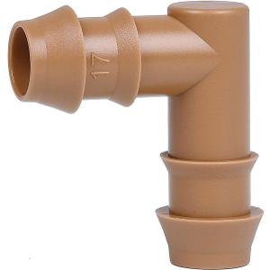 20-Pack Drip Irrigation Barbed Elbow Fittings, Fits 1/2”, 17mm .600” ID Drip Tubing