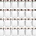 novelinks 8 oz Clear Plastic Jars with Airtight Lids, 32 Pack Plastic Mason Jars with Lids 8oz, Refillable Storage Slime Containers & Small Spice Jar for Kitchen Organization (32 Pack, Rose Gold)