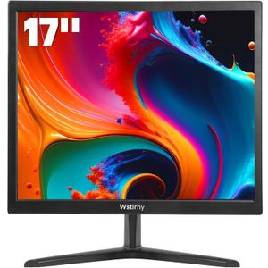 17 Inch PC Monitor, 1280x1024 4:3 LED HDMI/VGA Monitor, 60Hz, 5ms, Built-in Speakers, VESA Mountable, Black for Home, Office, and Gaming