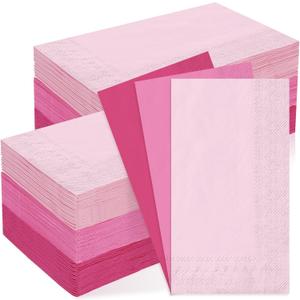 Whaline 150 Pack Pink Guest Napkins 4.3x7.8 Inch 3 Colors Hand Napkin Towel Pink Theme Disposable Paper Napkin Dinner Napkins for Party Celebration Gathering Supplies Table Decorations