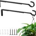 12 Inch Black Heavy Duty Outdoor Plant Hangers for Hanging Baskets, Iron Hanging Plant Brackets for Hanging Plants Outside, Metal Plant Hooks Plant Wall Hooks for Hanging Lantern, Bird Feeder (2 pcs)