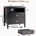 Huuger Nightstand with Charging Station, Black Nightstand with 2 Drawers, Bed Side Table for Bedroom, Bedside Table with Storage, Modern Nightstands, Metal Knobs, Painted Surface, 19.7 x 15.7 x 23.6 inches