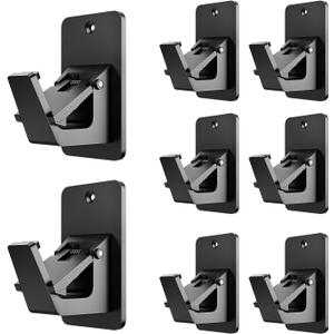 Universal Curtain Rod Holders, No Drill Curtain Rod Brackets, Self Adhesive Curtain Rod Brackets Up to 30 LB, Nail Free Curtain Rod Hooks for Bathroom, Bedroom, Livingroom, Kitchen (8PC, Black)
