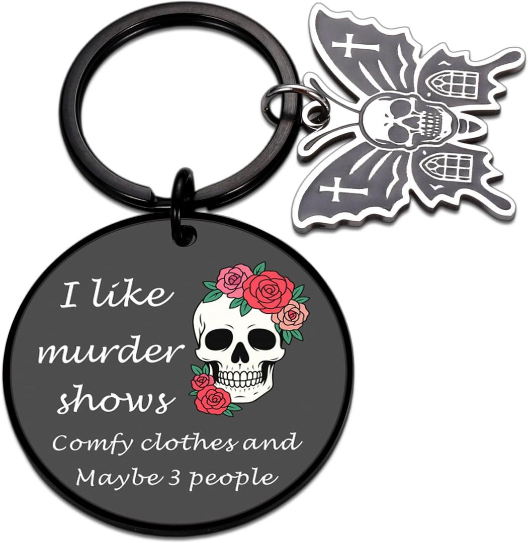 Halloween Keychain Boo Basket Stuffers Gifts Funny Gothic Skull Dark Humor Engraving Spooky Witchy Accessory for Women, Witchy Gifts for Women Halloween Basket Stuff Gift for Teen Girl Cool