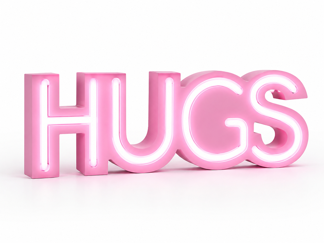 Led Table Sign Hugs Pink