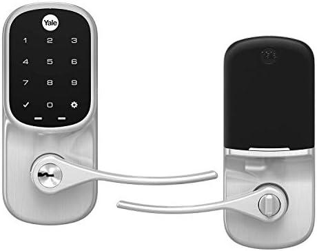 Yale Assure Lever Entry Door Lock with Wi-Fi Connected Touchscreen, Satin Nickel Smart Keypad Door Lock with Handle and Back-Up Key, YRL226-WF1-619