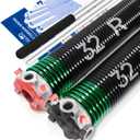 Pair of 2" Garage Door Torsion Springs Set with Non-Slip Winding Bars & Gloves, High Precision Electrophoresis Oil-Free Black Coated for Replacement, MIN 16,000 Cycles (0.243 x 2" x 32'')