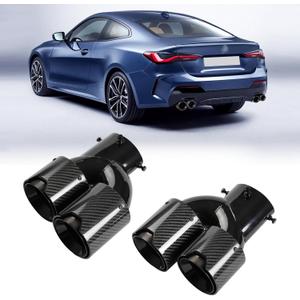2-Pack Carbon Fiber Dual Exhaust Tips for BMW G20 M340i 330i 330e / G42 M240i / G22 G23 M440i Glossy Black Inner Layer Tailpipe Tip
