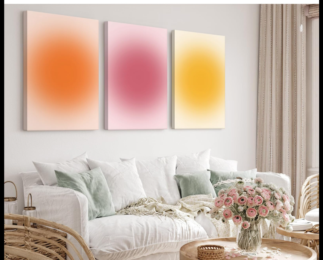 Aura Wall Art Decor Aesthetic Room Canvas Poster Picture Cute Preppy Wall Art Decor Colorful Minimalist Poster Aura Trendy Wall Art Positive for Bedroom Living Room 16x24x3 Inch Ready to Hang