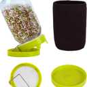 Sprouting Kit Sprouts Growing Kit 34oz Wide Mouth Seed Sprouting Jar Germination Kit 304 Stainless Screen Lid and Stand Blackout Sleeve Tray for Growing Bean Alfalfa Sprout Seeds