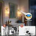 Glass Battery Operated Wall Sconce Set of 2, Gold Rechargeable Wireless Wall Lights with 3CCT Dimmable, Timer & Remember Function and Remote Control, Wall Lamp for bedroom, bathroom, living room