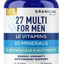 Granions 27 Mens Multivitamins Minerals Extracts - Vitamin D3, C, B12, Zinc, Magnesium, CoQ10, Quercetin, Maca Plus Multivitamin - Daily Mens Vitamins Supplement Multi for Men - 90 Tablets, BB:04/2028