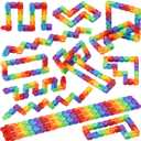 LENDOD 30 Pack Rainbow Wacky Track Toys Snap and Click Fidgets Toys  Party Favors Bulk, Finger Sensory Toy for Stress Relief, Goodie Bag Fillers, Treasure Box Toys for Classroom, Stocking Stuffers
