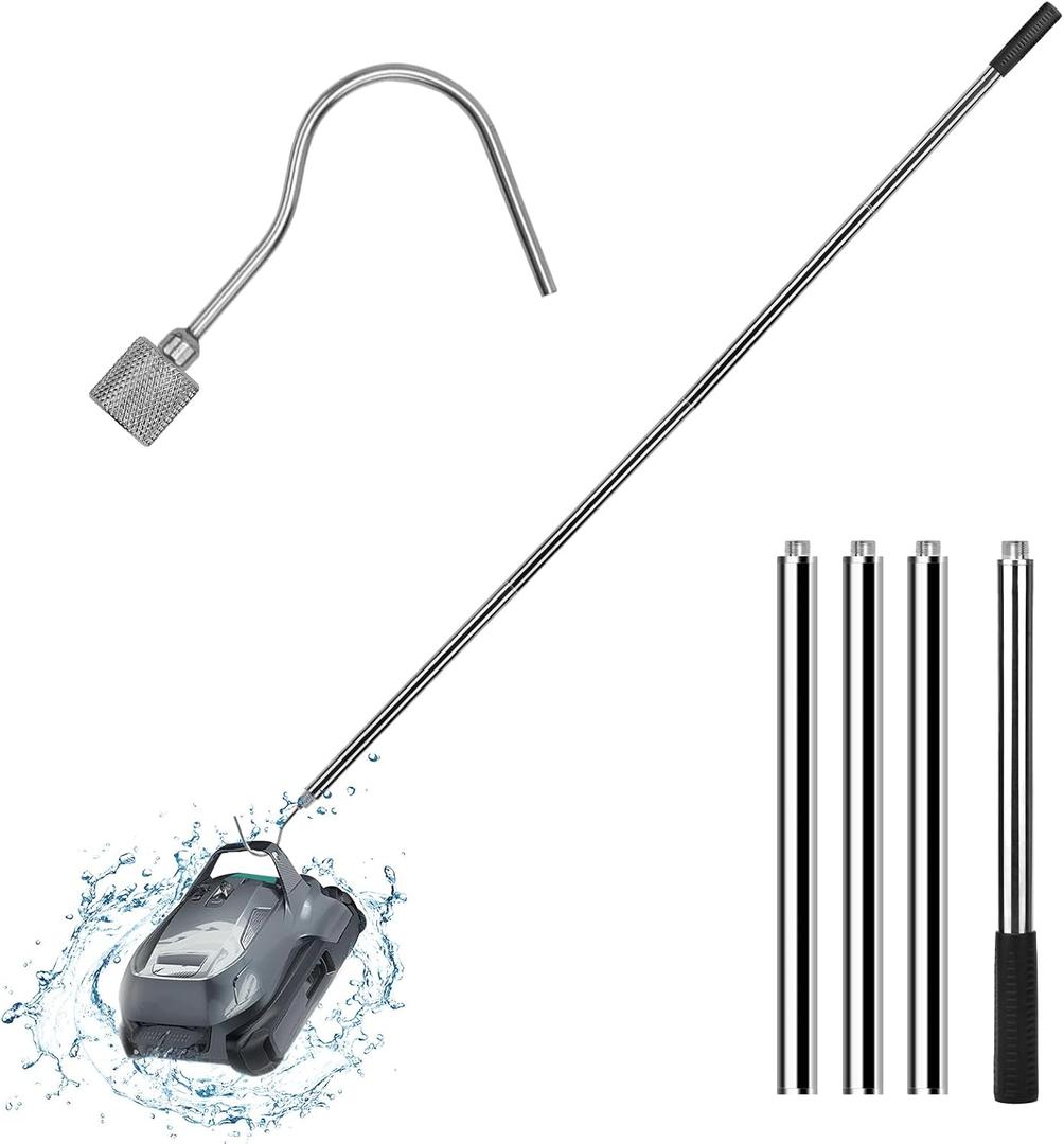 Hook for Pool Robot Vacuum Robotic Pool Cleaner Retrieval Hook with Swimming Pool Cleaning Pole 68 Inches Pool Accessories Hook with Telescopic Pool Pole for Grabbing The Pool Cleaner