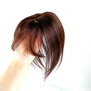 100% Human Hair Toppers Clip in Hairpieces with 3D Air Bangs for Women Straight Toupee Middle Part Wiglets for Mild Hair-Loss (Light Brown)
