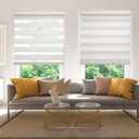 Changshade Cordless Zebra Blinds for Windows, Modern Dual Layer Zebra Blinds with Light Filtering & Privacy Control,Easy Install Zebra Blinds for Indoor Windows,35" W72" H,Beige
