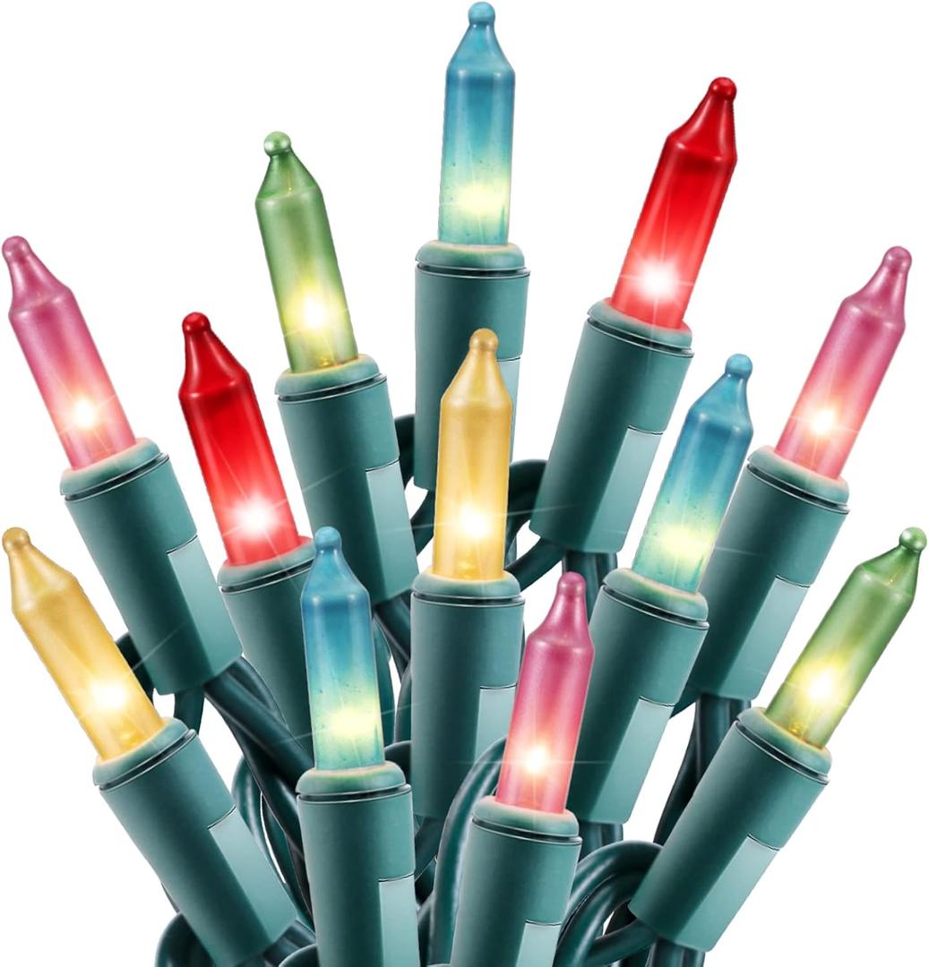 Easter Decorations Mini String Lights - 26.5 feet 100 Count Mini Light Set on Green Wire Plug in End to End Connectable for Indoor Outdoor Party Yard Garden Patio Home Easter Decor, Multicolored