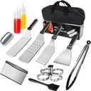 Blackstone Compatible Griddle Tools: 15PCS Stainless Steel Spatula & Basting Cover for Camping BBQ | Camp Chef Approved