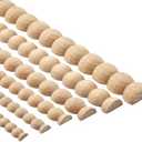 Dylrauoza Beaded Wood Trim Molding, 15 Pack Unfinished Half-Round Decorative Wood Trim, 15.75" Easy-to-Paint DIY Wooden Molding for Wall, Furniture, Cabinet, Door & Craft Decoration (14mm)