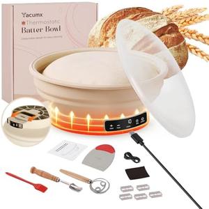 Electric Sourdough Starter Kit with 6-Temp (77-122℉) Control & Timer - 9" Foldable Sourdough Bread Baking Supplies & Dough Warmer - Complete Banneton Bread Proofing Basket Set for Artisan Home Bakers