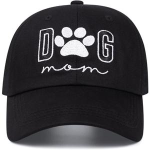 Dog Mom Hat Embroidered Baseball Cap for Women Gifts for Dog Lover (Black)
