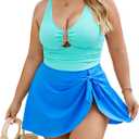 Jolefille Plus Size One Piece Swimsuit for Women Tummy Control Swim Dress size is 4XL (Teal)