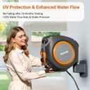 Ruvup Retractable Garden Hose Reel, 5/8in x 100ft Water Hose Reel with Metal Bracket, UV Resistant Automatic Hose Reel Wall Mount for Outside, Slow Retraction Any Length Lock 10 Spray Nozzle