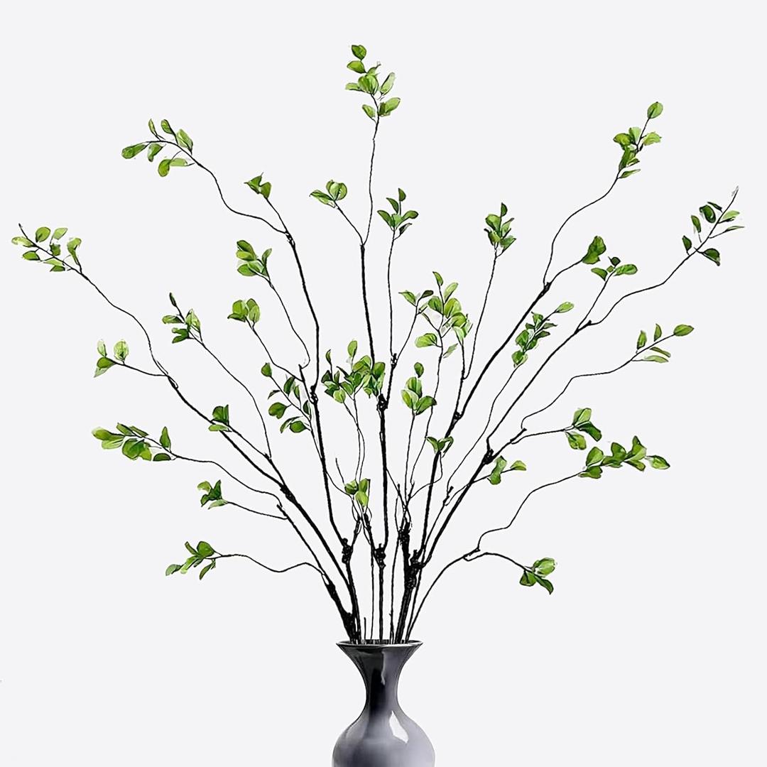 4 Pcs Artificial Ficus Branches Faux Eucalyptus Stems, 47.2 Inch Fake Greenery Stems Realistic Touch Faux Branches for Vase for Office Home Wedding Vase Filler Decoration