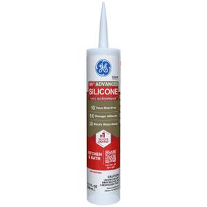 GE Advanced Silicone Caulk for Kitchen & Bathroom - 100% Waterproof Silicone Sealant, 5X Stronger Adhesion, Shrink & Crack Proof - 10 oz Cartridge, Clear, Pack of 1
