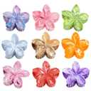 9Pcs Flower Claw Clips for Thick Hair - Hair Clips for Girls Gifts- Cute Hawaiian Flower Hair Clips for Women - Large Plumeria hair clips - Summer Beach Accessories for Women Girls