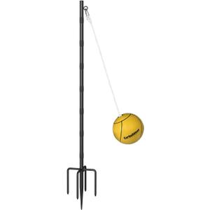 Garbuildman Tetherball Set with Ball & Rope for Outdoor Backyard, Adjustable Tether Ball Pole with 5-Prong Base & Rubber Sleeve for Playground, Outside Ball Games Sports for Kids, Adults (10 FT)