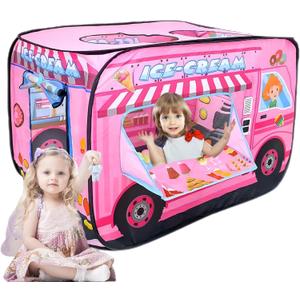 Pop Up Tent for Kids.Ice Cream Truck Play Tent.Large, Easy to Organize Icecream Shop for Kids.Ice Cream Cart for Kids.Birthday Gift for Girls & Boys.Can Be Played with By 2-3 Kids
