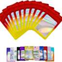 100 PCS Red Resealable Mylar Holographic Bags Food Storage Smell Proof Bags with Front Window Packaging Pouch for Cookies Sample Jewelry Snack, 3.15x5.51 Inch