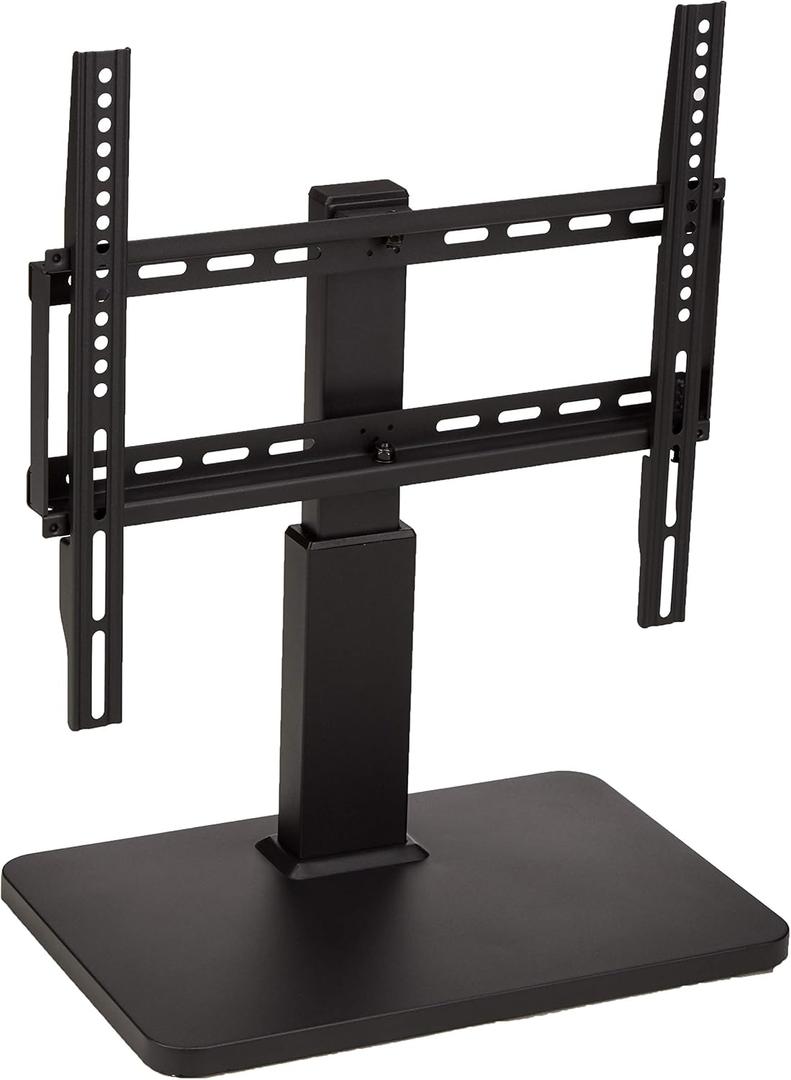 Amazon Basics Swivel Pedestal Table Top TV Mount, Height Adjustable 14-19 Inches, for 32" to 65" TVs up to 55 lbs, Universal TV Stand, VESA 400x400, Black