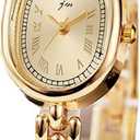PASOY Women’s Bracelet Watch Small Face – Elegant Oval Quartz Analog Wristwatch with Metal Link Band, Gold & Silver Options, Slim Roman Numeral Dial Dress Watch for Ladies