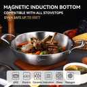 LOLYKITCH 11 Inch Tri-Ply Stainless Steel Wok Pan with Lid,Deep Frying Pan,Jumbo Cooker,Induction Wok,Suit for All Stoves,Dishwasher and Oven Safe.