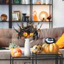 SY Super Bang Halloween Decorations, 10PCS Artificial Black Flowers Maple Leaf Orange Pumpkin Berry Floral Stems Vase Arrangement Branches Decor, for Home Indoor Party Holiday Living Room