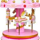 Pink Carousel Music Box Cake Decorative Ornament Birthday Gift Desktop Decorative Ornament