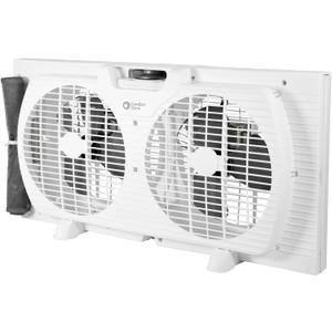 Comfort Zone 9-Inch 3-Speed Reversible Twin Window Fan Dual Blade Window Exhaust Fan with Auto-Locking Expanders, 22.25" to 33" Wide Tabletop Feet & Removable Bug Screen included