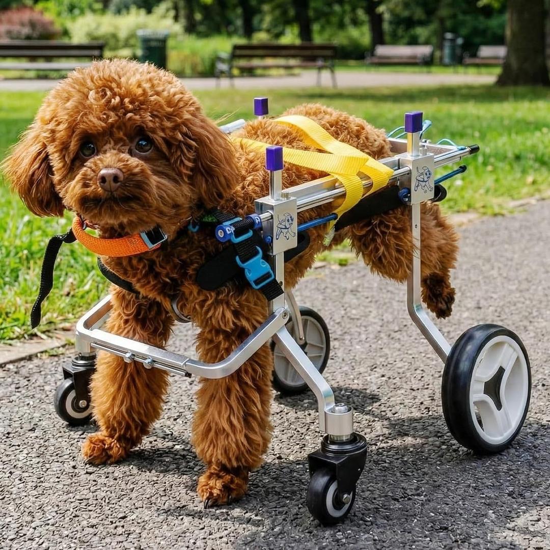 Four-Wheeled Adjustable Dog Wheelchair, Lightweight Mobility Bicycle Trailer for Disabled Pets, Easy to Assemble, Supports Walking and Exercise (XS)