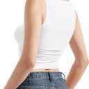 SUUKSESS Women Double Lined Going Out Basic Tank Tops Ruched Summer T Shirts (White, XL)