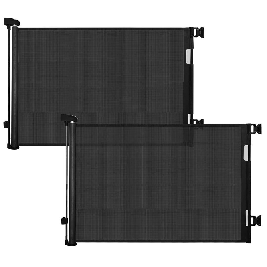 DEAR LOV 2 Pack Retractable Baby Gate,Mesh Baby Gate or Mesh Dog Gate,33" Tall, Extends up to 55" Wide,Child Safety Gate for Doorways, Stairs, Hallways Black, 33"x55"