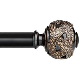 Long Curtain Rods for Windows 66 to 120 Inch, USFOOK 7/8 Inch Heavy Duty Curtain Rod, Telescoping Splicing Black Drapery Rods with Leaf Finials (32-115")