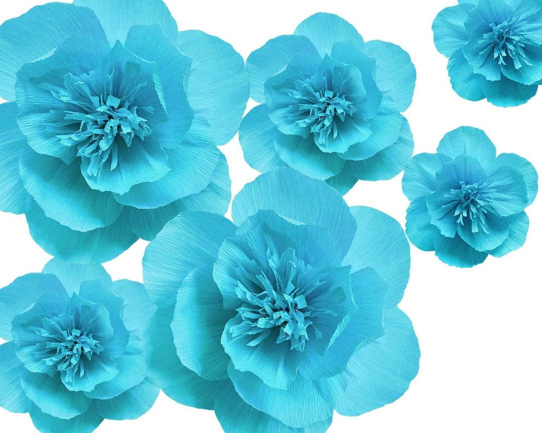 Letjolt Paper Flowers Decoration for Wall 3D Artificial Flowers Home Decor Wedding Backdrop Baby Shower Bridal Shower Nursery Wall (Sky Blue Set 6)