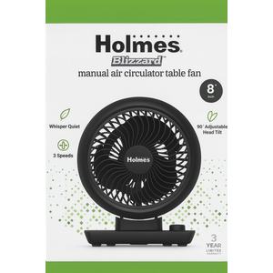 HOLMES Blizzard 8" Air Circulator Digital Fan, 3 Speeds, 90° Adjustable Head Tilt, Capacitive Touch, Remote Control, Ideal for Home, Bedroom, Kitchen or Office, Black 