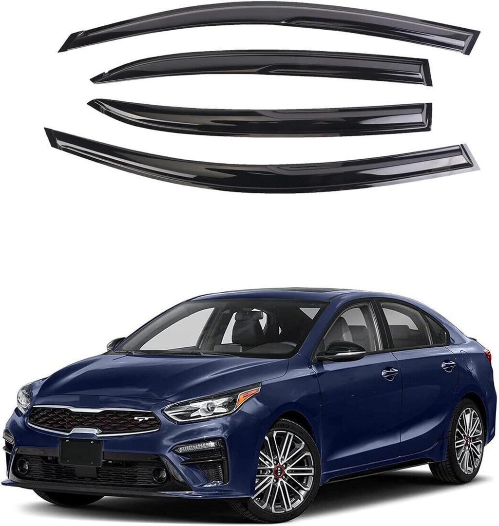 Black Outside Mount Window Rain Guards Compatible with 2019-2023 KIA Forte,Original,Durable Window Visor Deflectors Black Outside Mount Window Rain Guards Compatible with 2019-2023 KIA Forte,Original,Durable Window Visor Deflectors