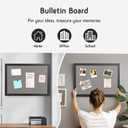 Bulletin Board 36 x 24 Inch, 100% Wood Framed Canvas Cork Board with Grey Fabric, Wall Mounted Notice Board for Home Office School