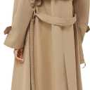Farktop Womens Oversized Long Trench Coat Double Breasted Lapel Windproof Overcoat with Belt (Beige, M)